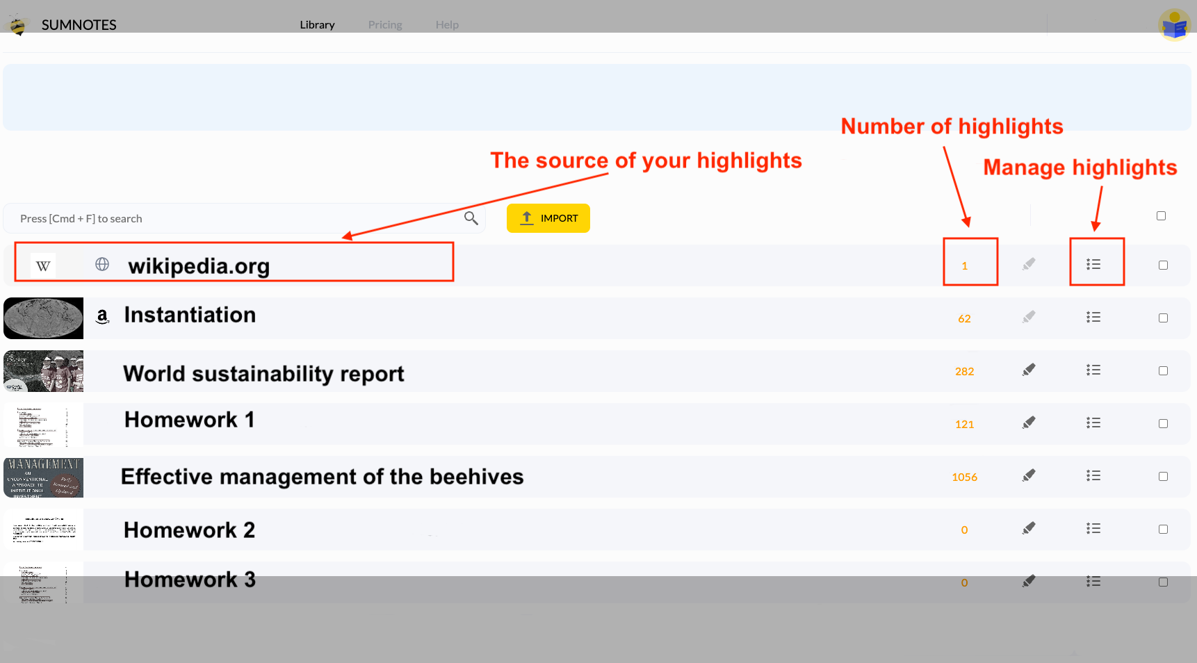 Organize and tag your highlights in Sumnotes
